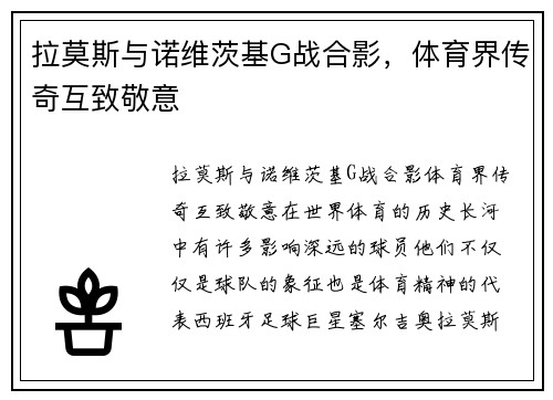 拉莫斯与诺维茨基G战合影，体育界传奇互致敬意